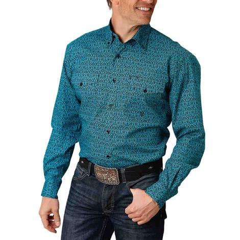 Roper Amarillo Turquoise Long Sleeve Button-down Men's Shirt