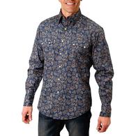 Roper West Made Taupe Paisley Long Sleeve Snap Men's Shirt