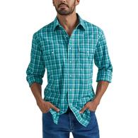 Wrangler Long Sleeve Wrinkle Resist Teal Button-Down Men's Shirt