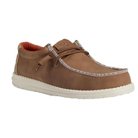 Hey Dude Tan Wally Fabricated Leather Men's Shoes 