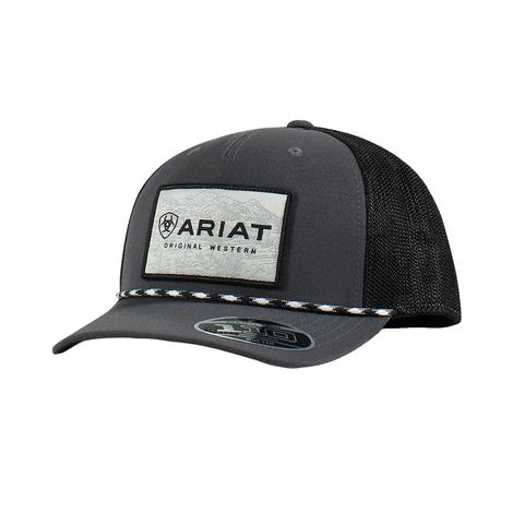 Ariat Charcoal and Black Logo Patch Meshback Cap
