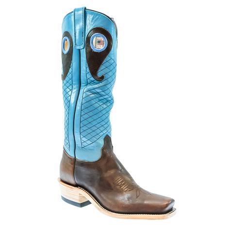 Olathe Custom Canelo Navajo Bison Baby Blue Top Men's Boots