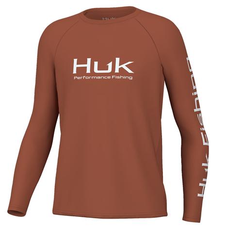 Huk Pursuit Solid Baked Clay Youth Long Sleeve Boy's Shirt