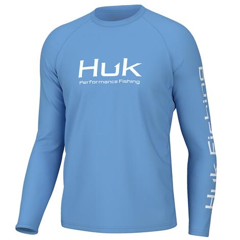 Huk Marolina Blue Vented Pursuit Long Sleeve Graphic Men's Shirt