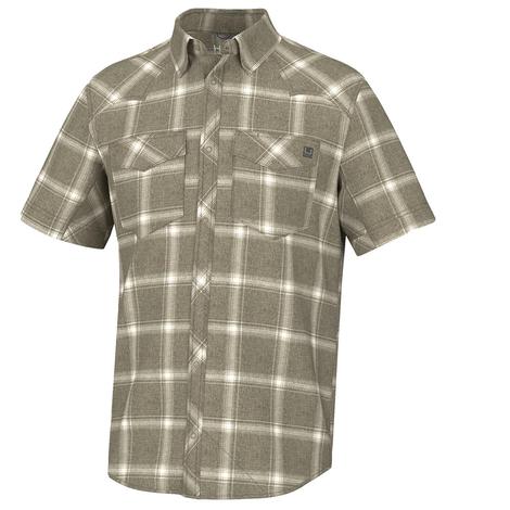 Huk Diamond Back Current Plaid Overland Short Sleeve Button-Down Men's Shirt
