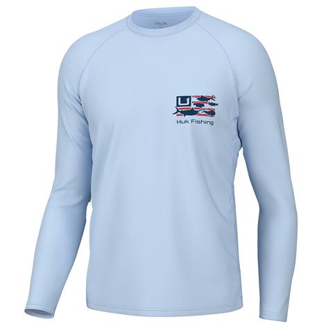 Huk Pursuit Ice Water Trophy Flag Long Sleeve Men's Graphic Tee