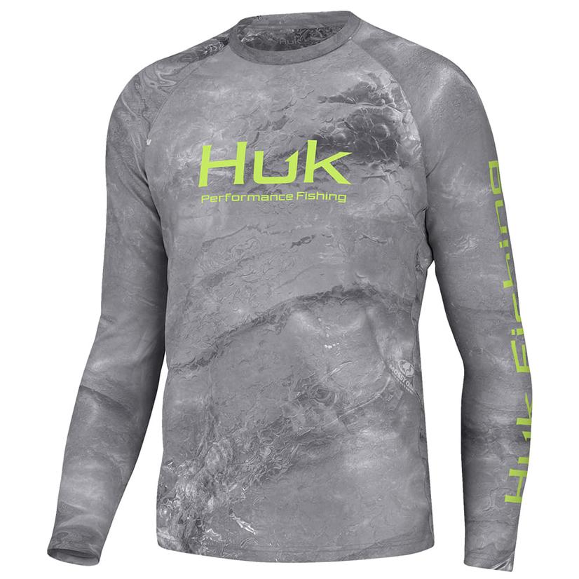  Huk Pursuit Mossy Oak Graphic Long Sleeve In Calmwater Silver Sky Men's Shirt