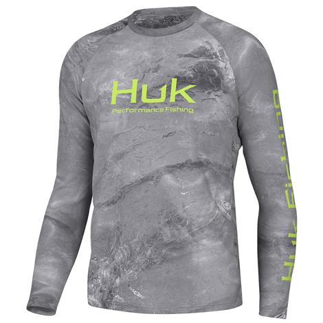 Huk Pursuit Mossy Oak Graphic Long Sleeve In Calmwater Silver Sky Men's Shirt