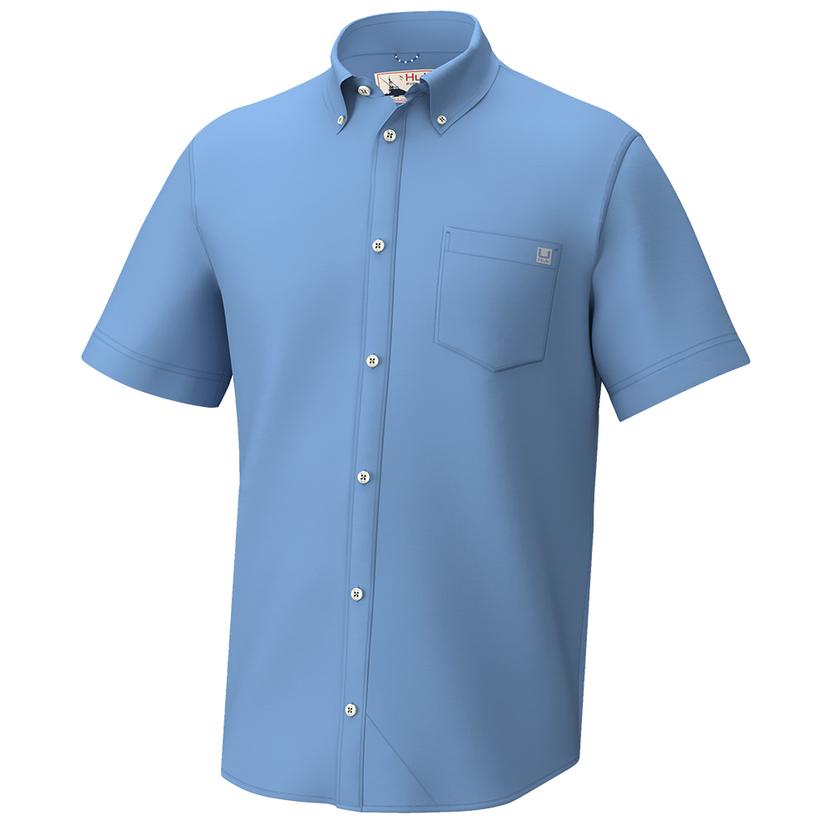 Huk Men's Kona Solid Short Sleeve Fishing Button Down Shirt