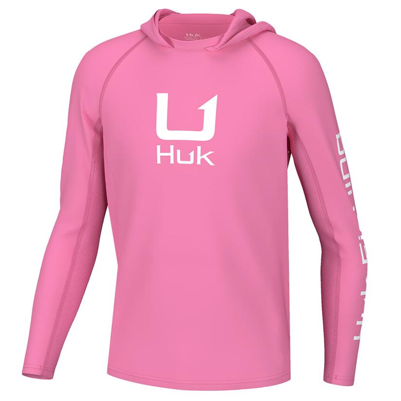  Huk Icon Neon Coral Youth Hoodie