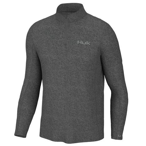 Huk Coldfront Volcanic Ash Heather Quarter Zip Men's Sweater