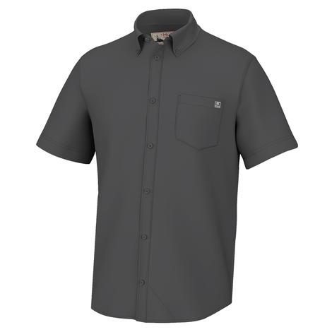 Huk Kona Solid Volcanic Ash Men's Short Sleeve Shirt