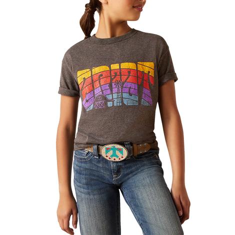 Ariat Charcoal Groovy Sunset Girl's Tee