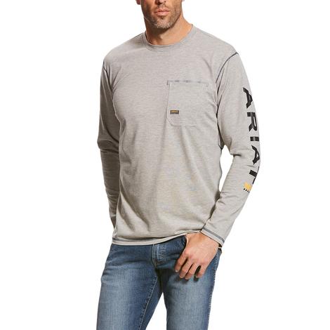 Ariat Logo Rebar Workman Grey Long Sleeve Men's Shirt