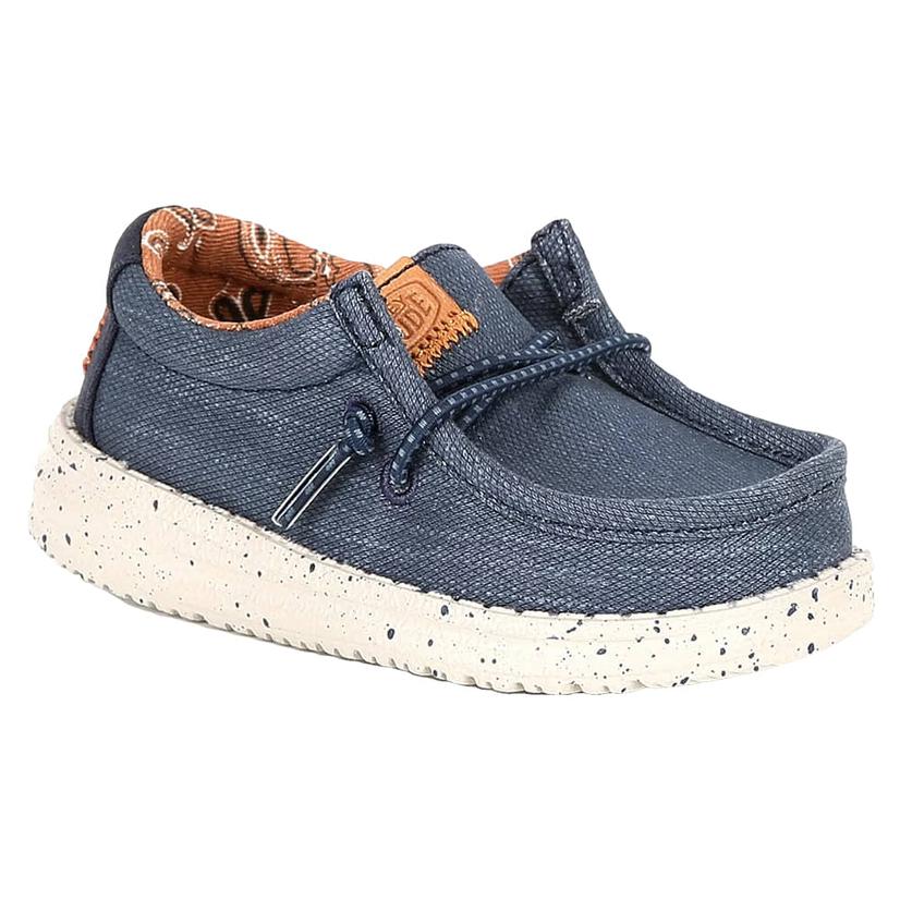  Hey Dude Navy Wally Toddler Washed Canvas Shoes