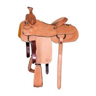 STT Half Natural Roughout Half Axe Tool with Bison Seat Team Roping Saddle