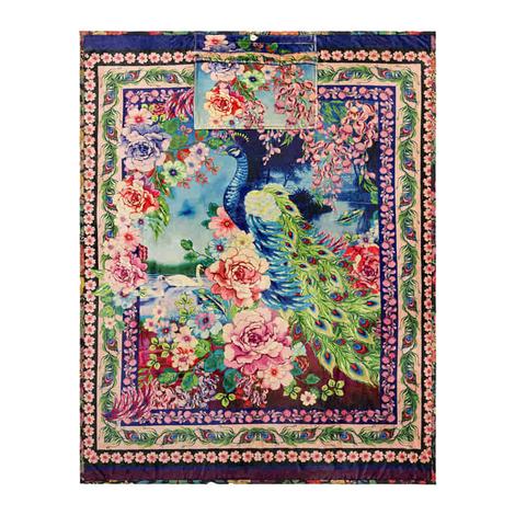Johnny  Was Blue and Pink Peacock Travel Blanket