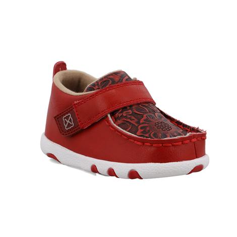 Twisted X Cherry Red Tooled Infant Driving Mocs