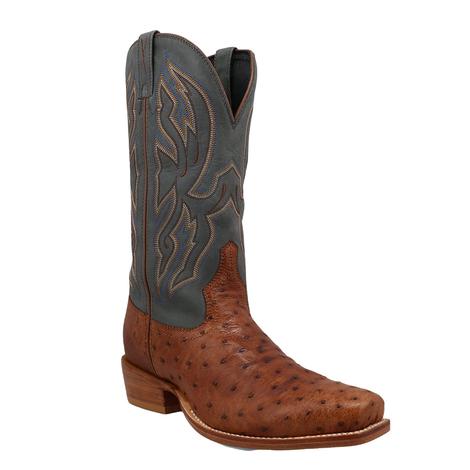 Twisted X Boots Reverse Collection Chestnut Ostrich and Dark Grey Men's Boot