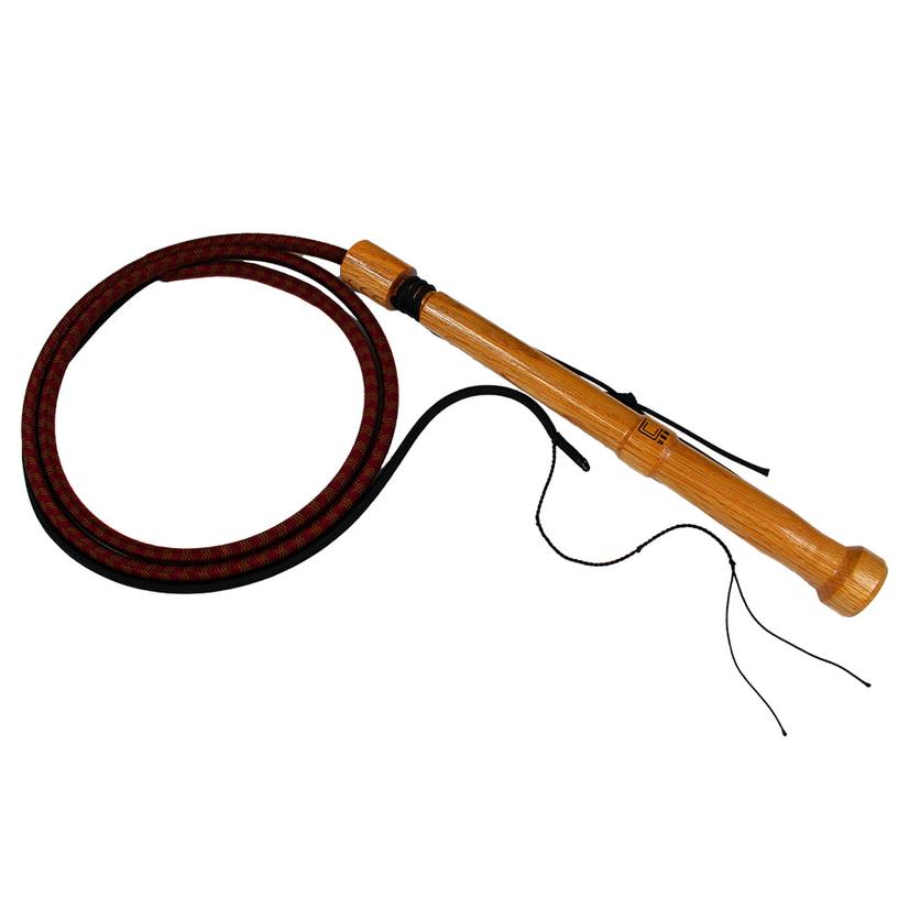  Double C Customs 8 ' Brown/Burgundy Bull Whip With Oak Handle