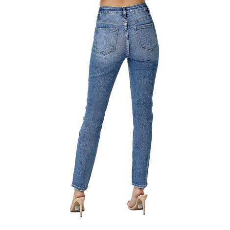 Risen Mid Rise Relaxed Skinny Women's Jeans in Medium Wash