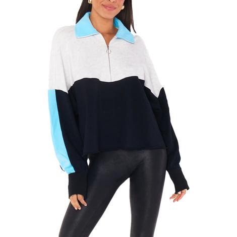 Show Me Your Mumu Cameron Black White Baby Blue Women's Pullover