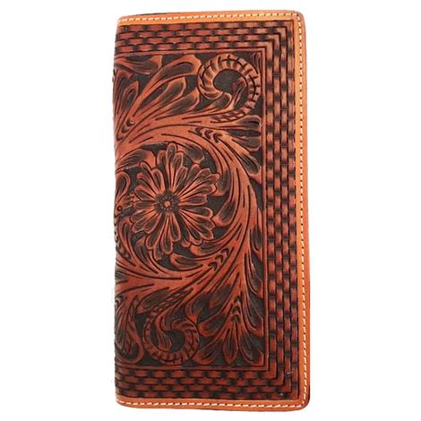 Western Fashion Accessories Cognac Men's Tooled Leather Wallet