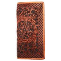 Western Fashion Accessories Cognac Men's Tooled Leather Wallet
