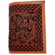Western Fashion Accessories Cognac Men's Leather Tooled Trifold Wallet