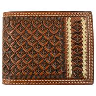  Western Fashion Accessories Men's Brown Snowflake Tooled Rawhide Accent Bifold Wallet