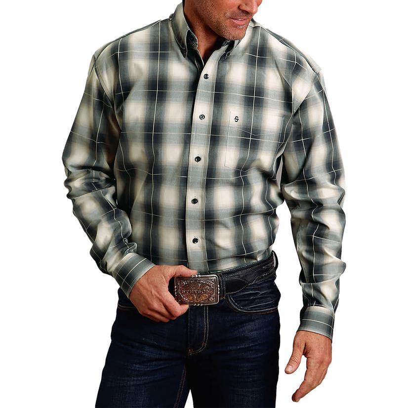  Stetson Brown Plaid Long Sleeve Button- Down Men's Shirt