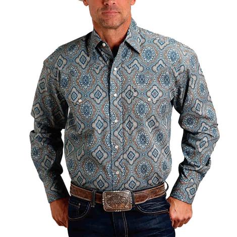 Stetson Blue Paisley Long Sleeve Snap Men's Shirt