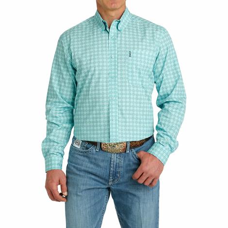 Cinch Modern Fit Blue Long Sleeve Button-Down Men's Shirt