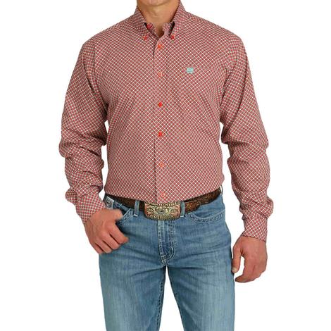 Cinch Red Long Sleeve Button-Down Men's Shirt