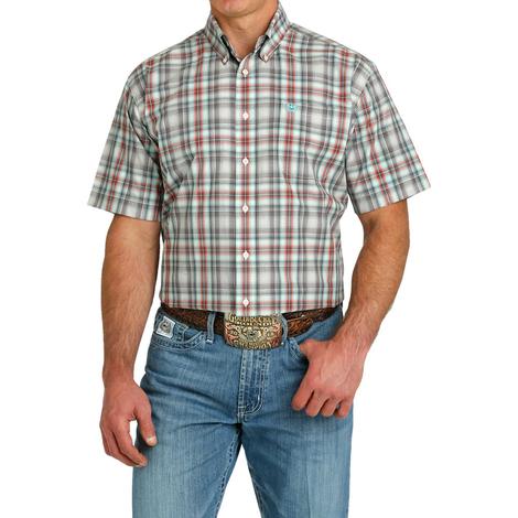 Cinch Multi-Colored Short Sleeve Button-Down Men's Shirt