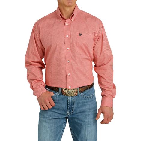 Cinch Red Long Sleeve Button-Down Men's Shirt