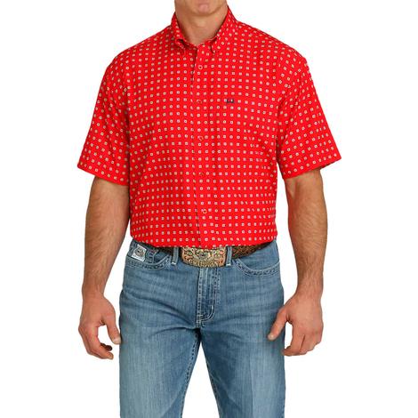 Cinch Red Arena Flex Short Sleeve Button-Down Men's Shirt