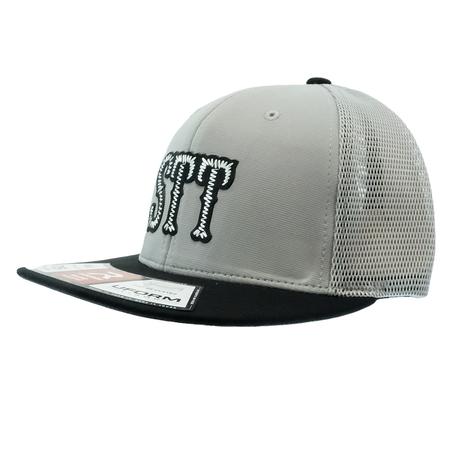 STT Embroidered Logo Grey and Black Meshback Flat Brim Cap