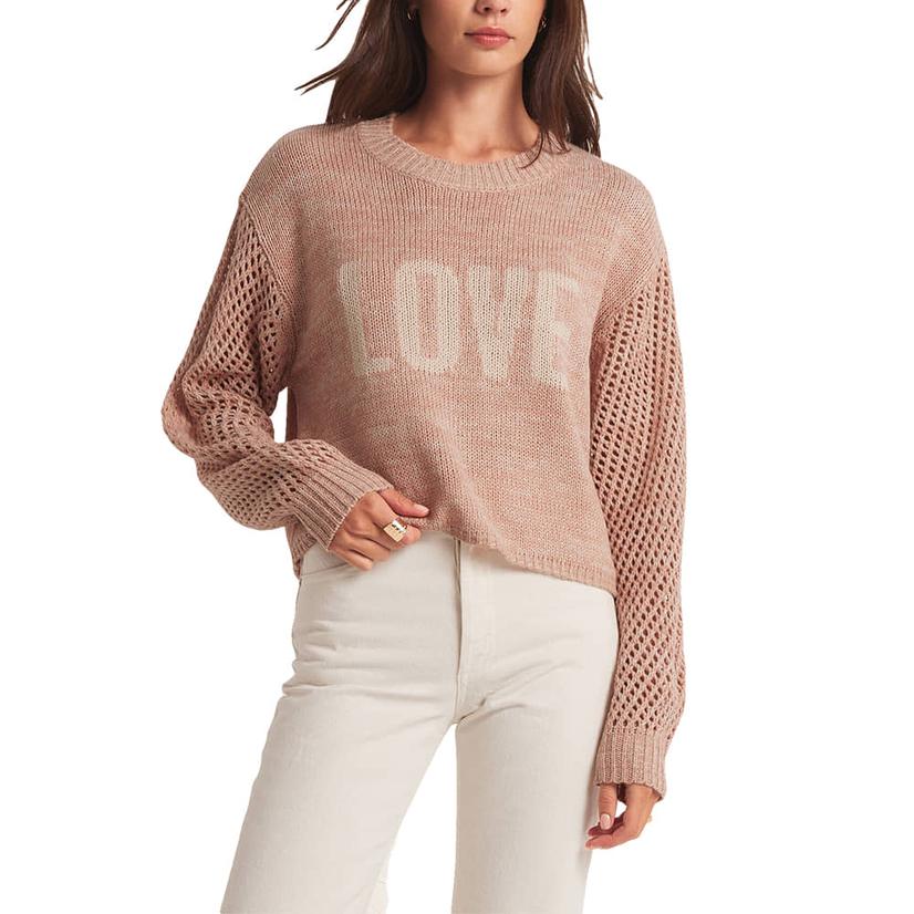  Z Supply Pink Blushing Love Women's Sweater