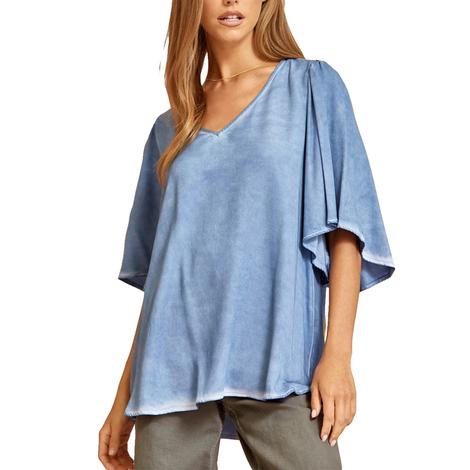 Andree By Unit Denim Easy Knit Half Sleeve Women's Top
