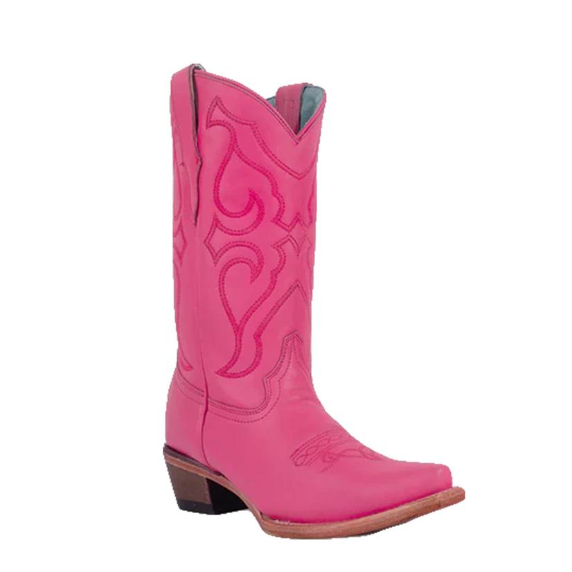  Corral Boot Co.Fuchsia Leather Youth Embroidered Boots