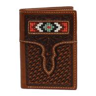 Nocona Beaded and Tooled Tri-Fold Men's Leather Wallet