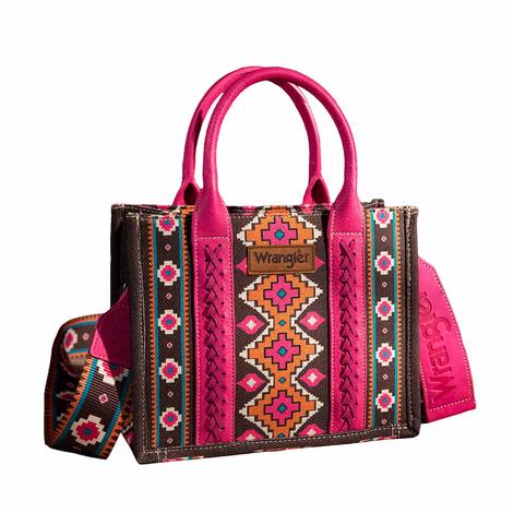 Wrangler Women's Hot Pink Southwestern Print Small Canvas Tote