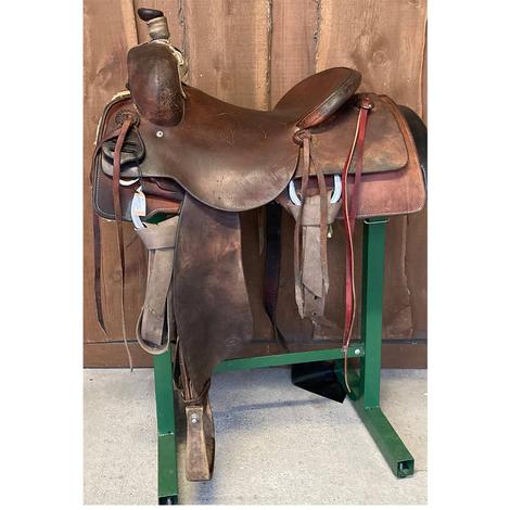 STT Half Slickout Half Roughout Square Skirt Used Ranch Cutter Saddle