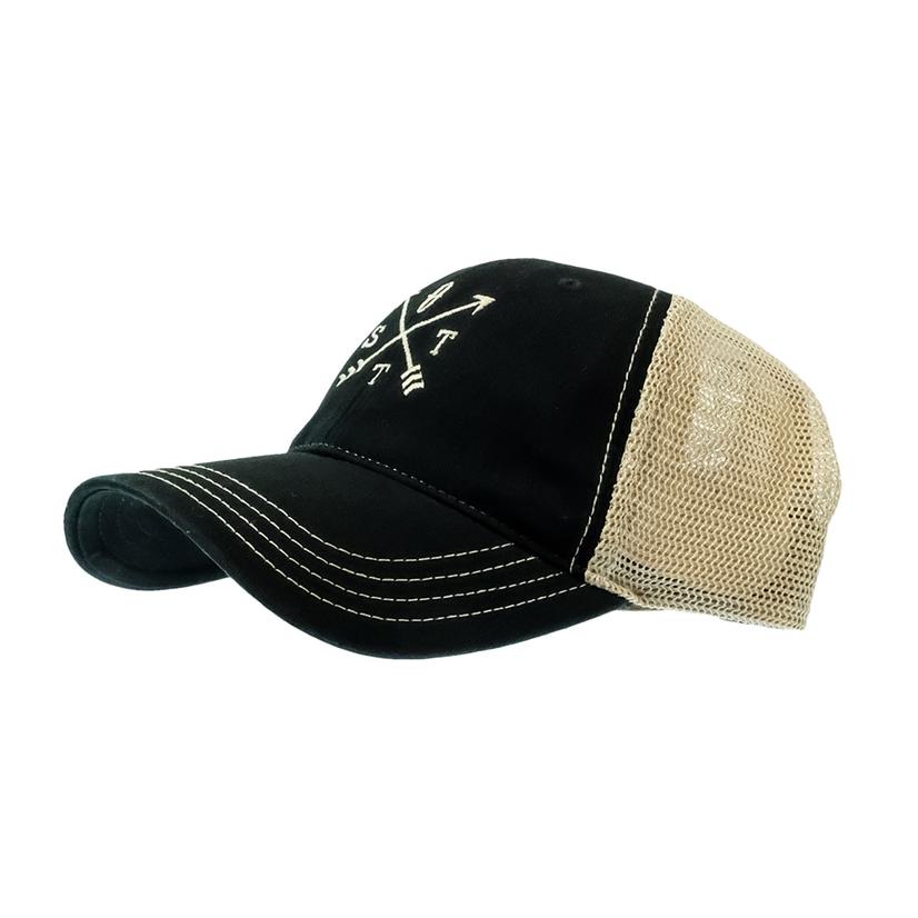  Stt Embroidered Compass Black And Tan Meshback Cap