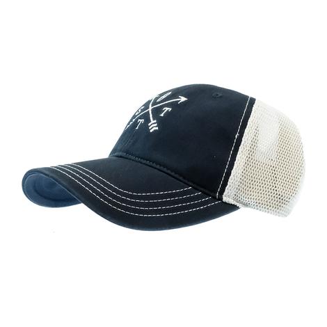STT Embroidered Compass Navy and White Meshback Cap
