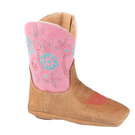 Roper Pink Tan Embroidered Infant Girl's Boots