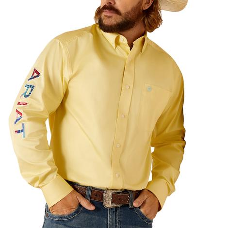 Ariat Team Logo Twill Yellow Button-Down Men's Long Sleeve Shirt 
