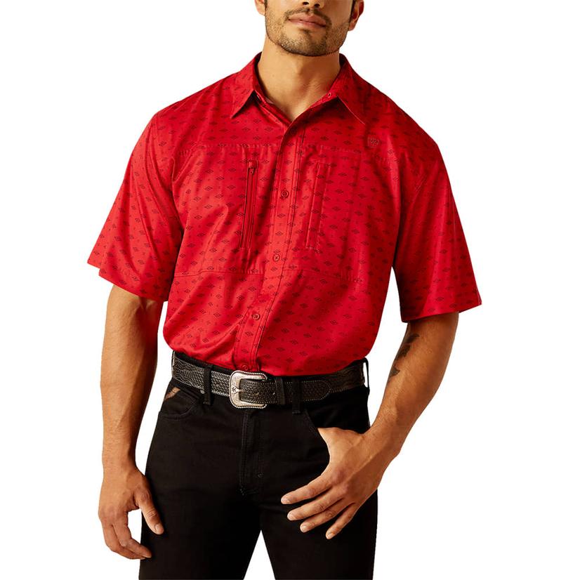  Ariat Venttek Haute Red Short Sleeve Buttondown Men's Shirt