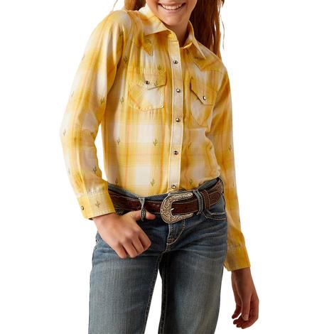 Ariat Glenrock Yellow Long Sleeve Snap Girl's Shirt